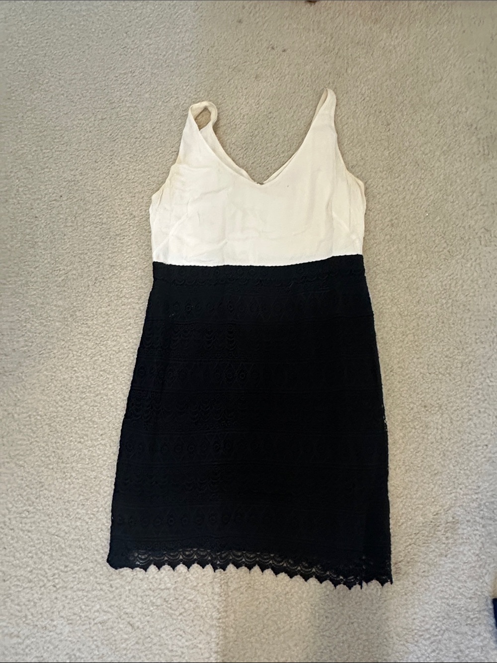 LOFT Two-Tone Black and White Sleeveless Dress